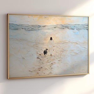 Jesus Leaves the 99 for 1 Landscape | Large Christian Artwork | Jesus Painting | Jesus Painting LDS Art| Religious Home Decor| Bible Art A94