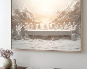 Last Supper Canvas Print, Abstract Framed Christian Wall Art, Catholic Home Decor Gift C95