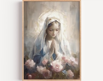 Blessed Virgin Mary Art: Catholic Christian Print (Digital Download)