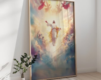 Jesus Ascension Art Print: Christian Watercolor Painting (Digital Download)