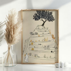 Parable of the Mustard Seed, Digital PRINTS, Faith as Small as a Mustard Seed Can Move Mountains, Bible Art, Sketch, Christ Faith A-33