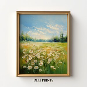 Wildflower Meadow Painting: Rustic Spring Farmhouse Decor (Digital Download)