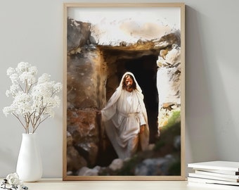 Jesus Resurrection Art Print: Christian Easter Decor (Digital Download)
