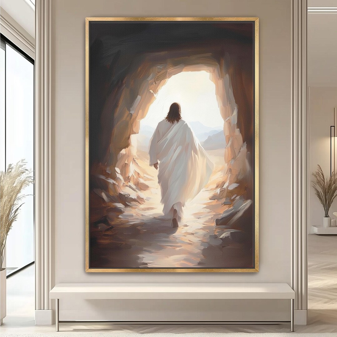 Jesus Resurrection Canvas Print: Empty Tomb Easter Decor, Christian ...