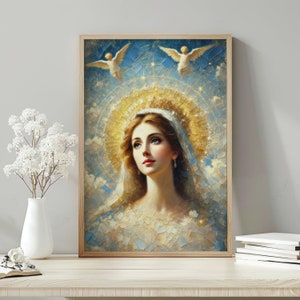 Blessed Virgin Mary Oil Paint | DOWNLOADABLE digital print, Catholic printable, Digital download | Mary Our Mother Printable | A-49