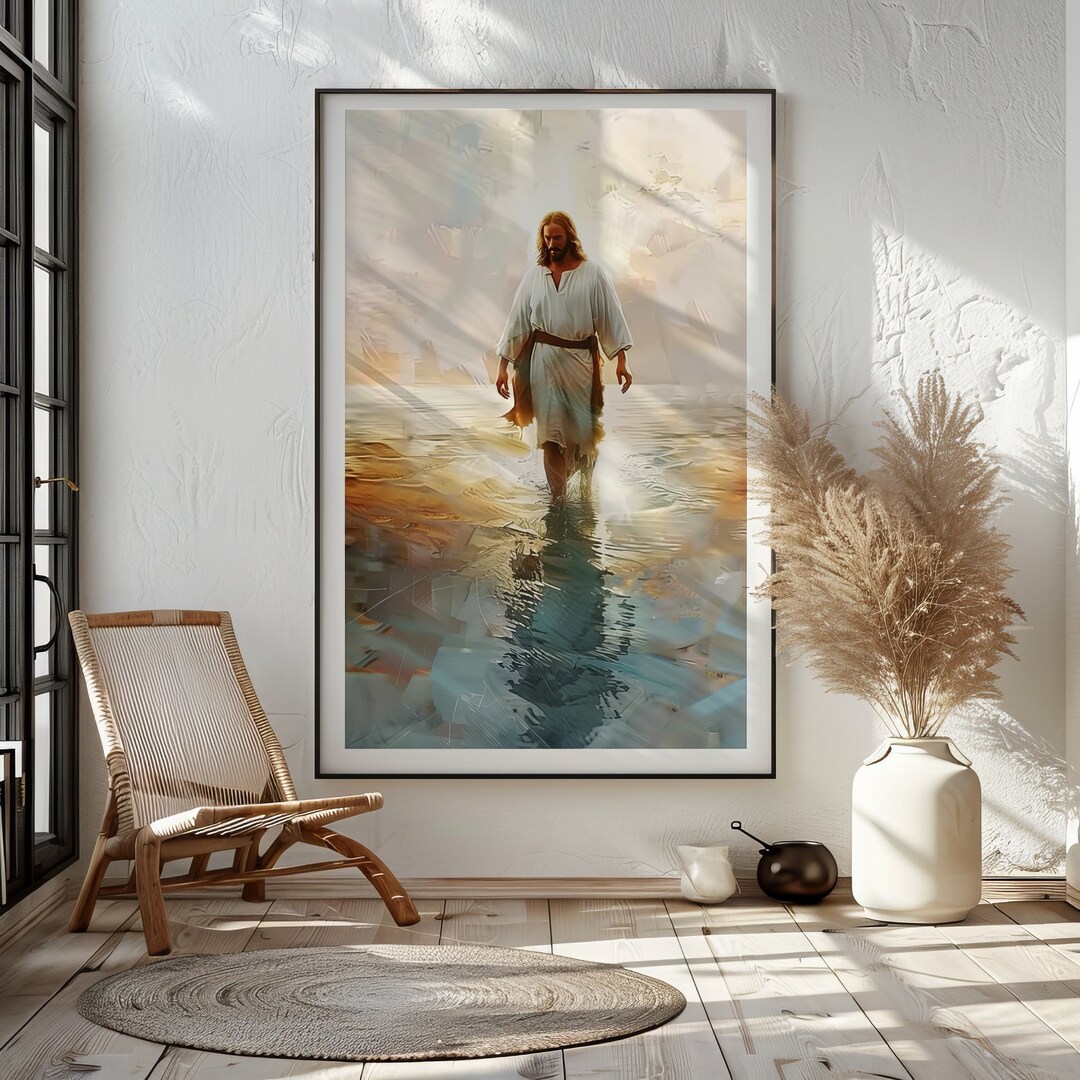 Jesus Walking on Water | Digital Print | Jesus Art , Bible Wall Art ...
