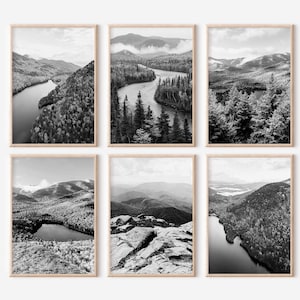 Adirondack Mountains Prints Set of 6 | Black and White Photos Posters | Travel Photography Wall Art Gallery