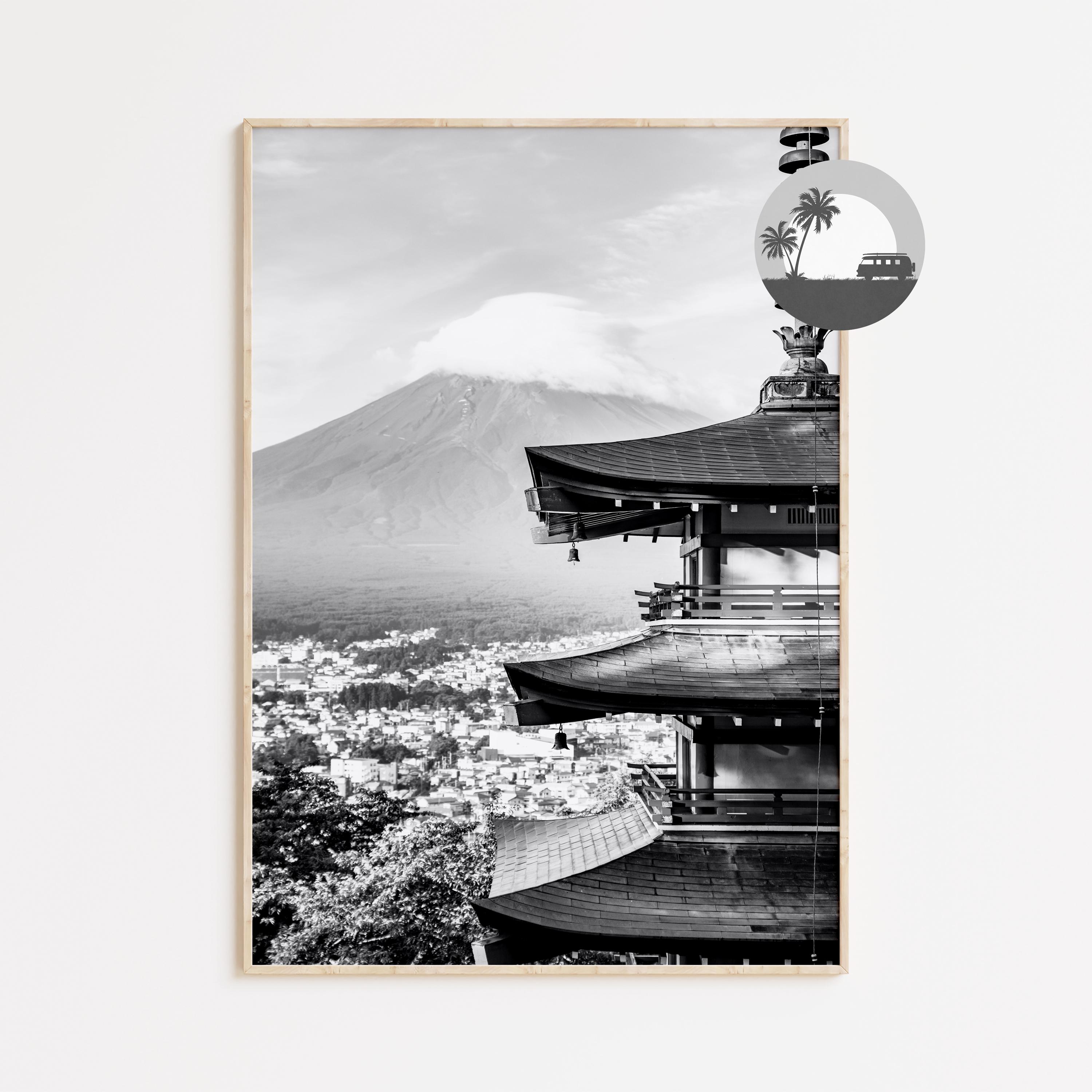 富士山 日本版画 6枚セット | 白黒写真ポスター | 旅行写真ウォール