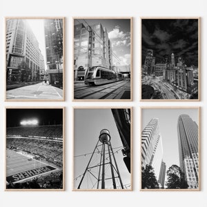Charlotte North Carolina Prints Set of 6 | Black And White Photos Posters | Travel Photography Wall Art Gallery