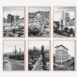Tucson Arizona Prints Set of 6 | Black and White Photos Posters | Travel Photography Wall Art Gallery