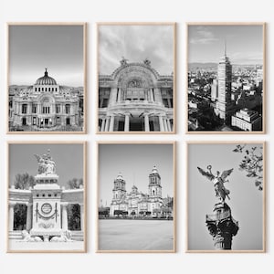 Mexico City Prints Set of 6 | Black And White Photos Posters | Travel Photography Wall Art Gallery