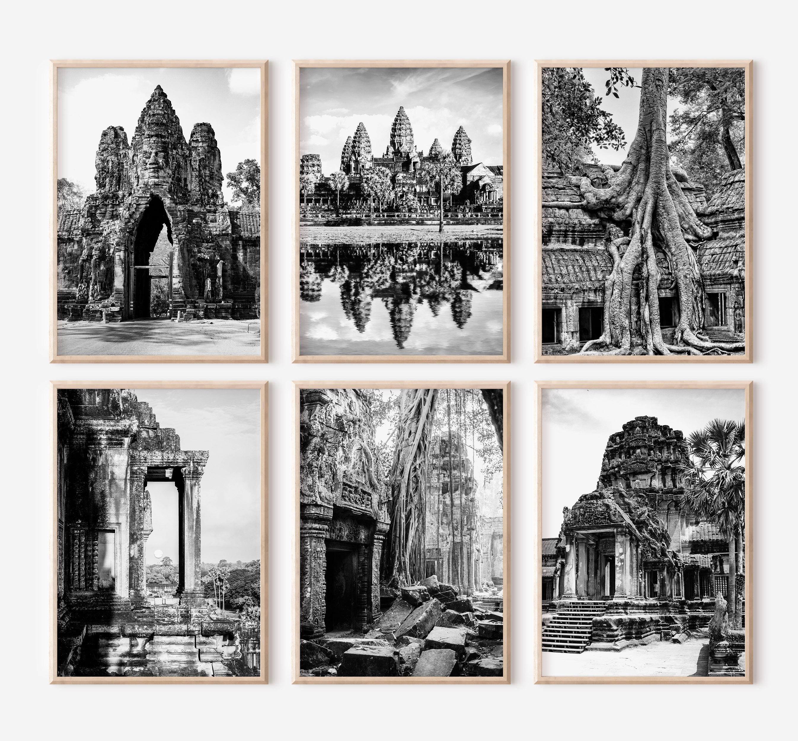 Angkor Wat Cambodia Prints Set of 6 | Black and White Photos