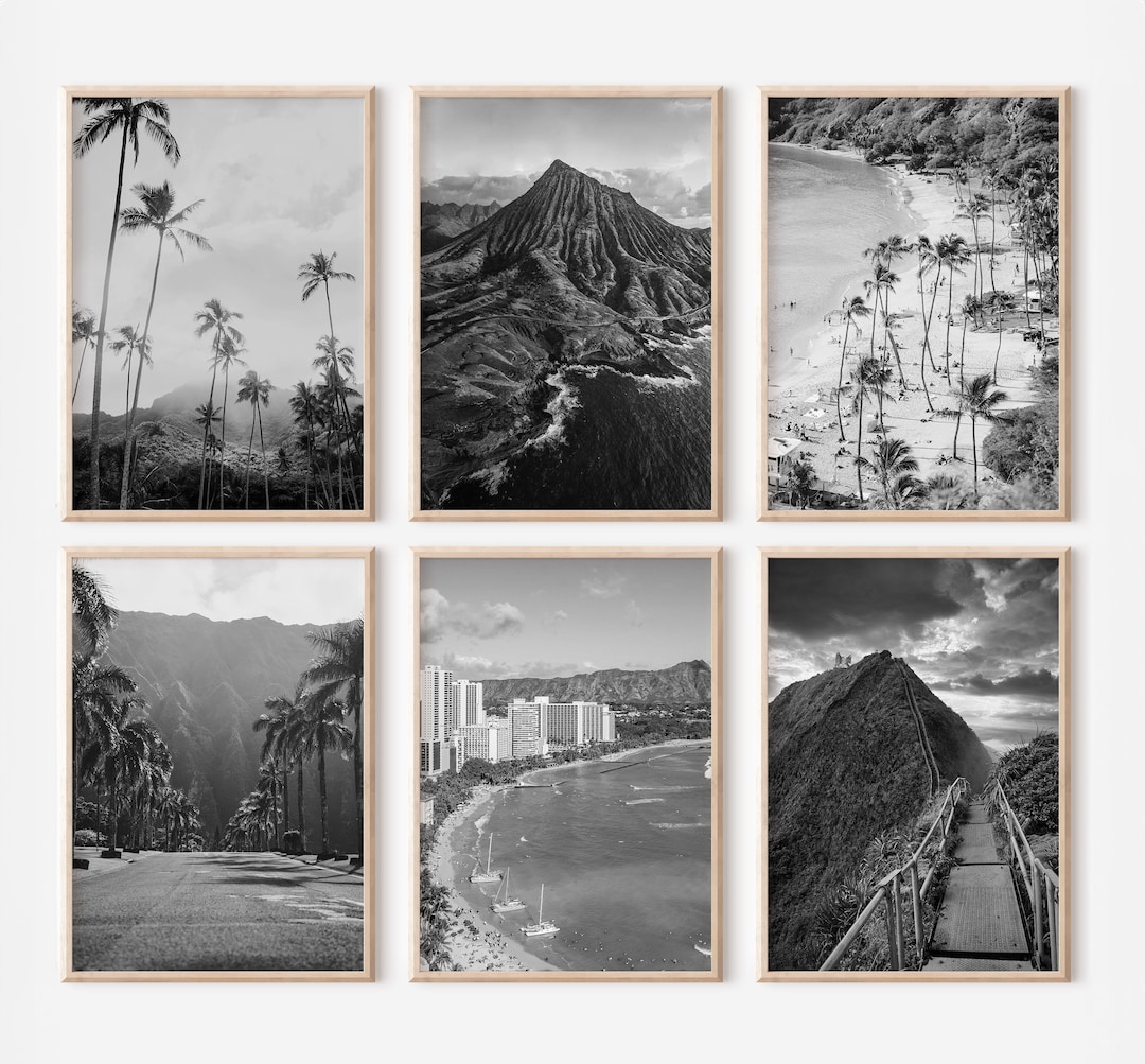 Hawaii Prints Set of 6 | Black and White Photos Posters | Travel ...