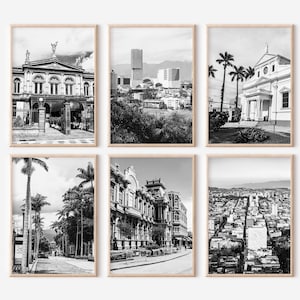 San Jose Costa Rica Prints Set of 6 | Black and White Photos Posters | Travel Photography Wall Art Gallery