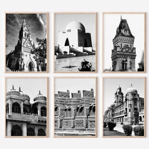 Karachi Pakistan Prints Set of 6 | Black and White Photos Posters | Travel Photography Wall Art Gallery