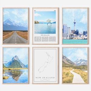 Neuseeland 6er-Set | Farbe Fotos Poster | Reise-Fotografie Wall Art Gallery