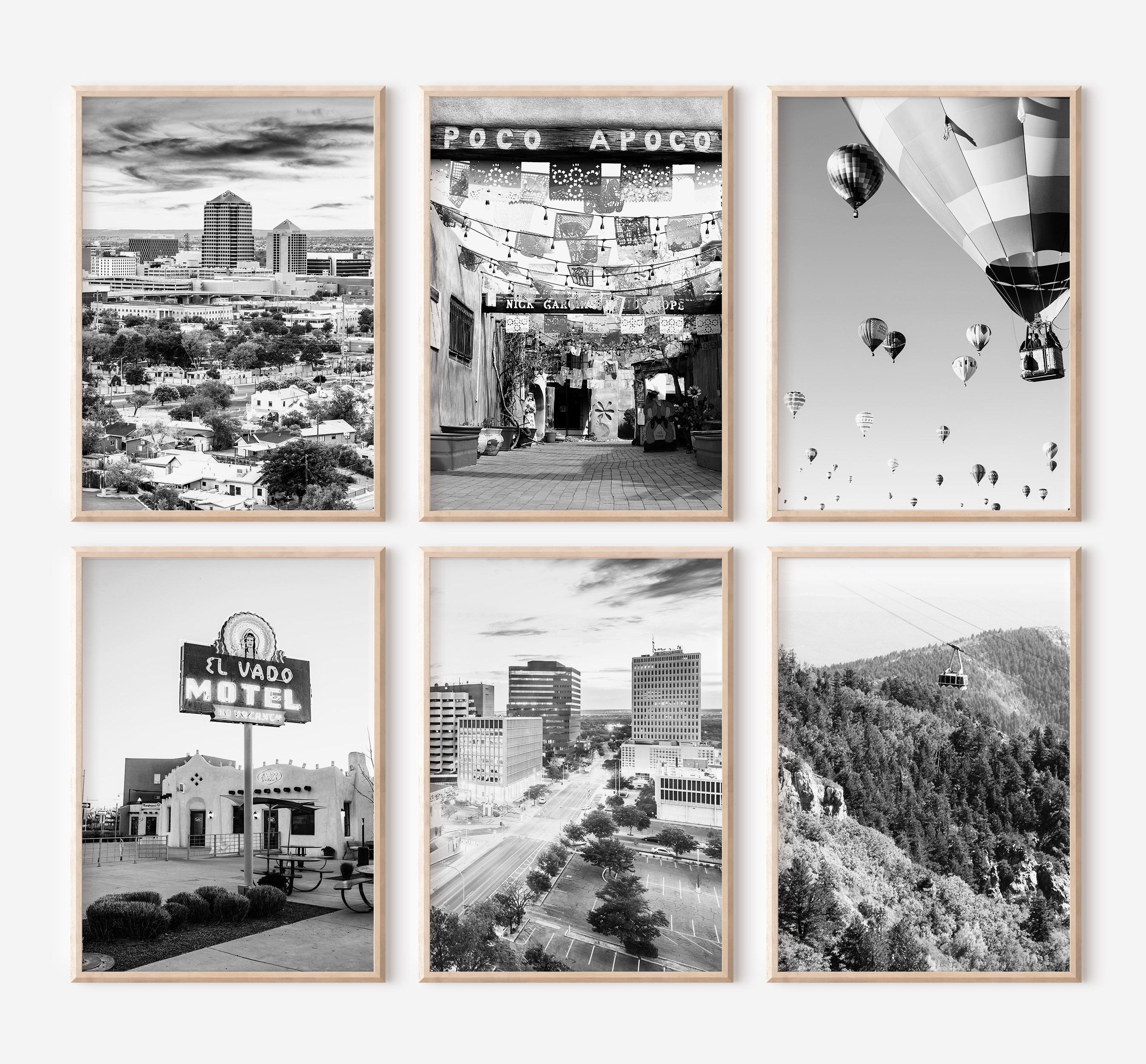 Albuquerque New Mexico Prints Set of 6 | Black and White Photos Posters | Travel Photography Wall Art Gallery
