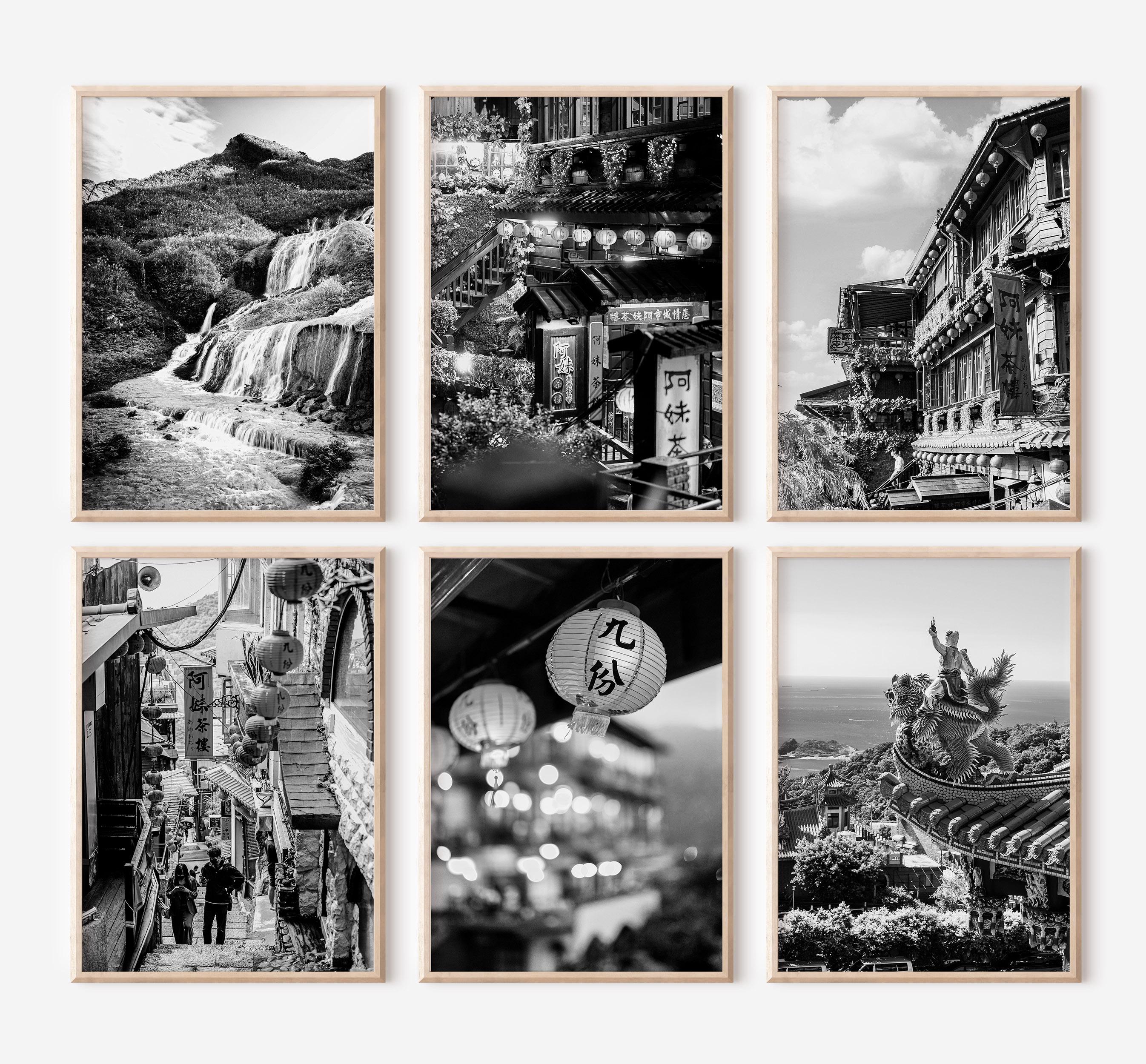 Jiufen Taiwan Prints Set of 6 | Black and White Photos Posters