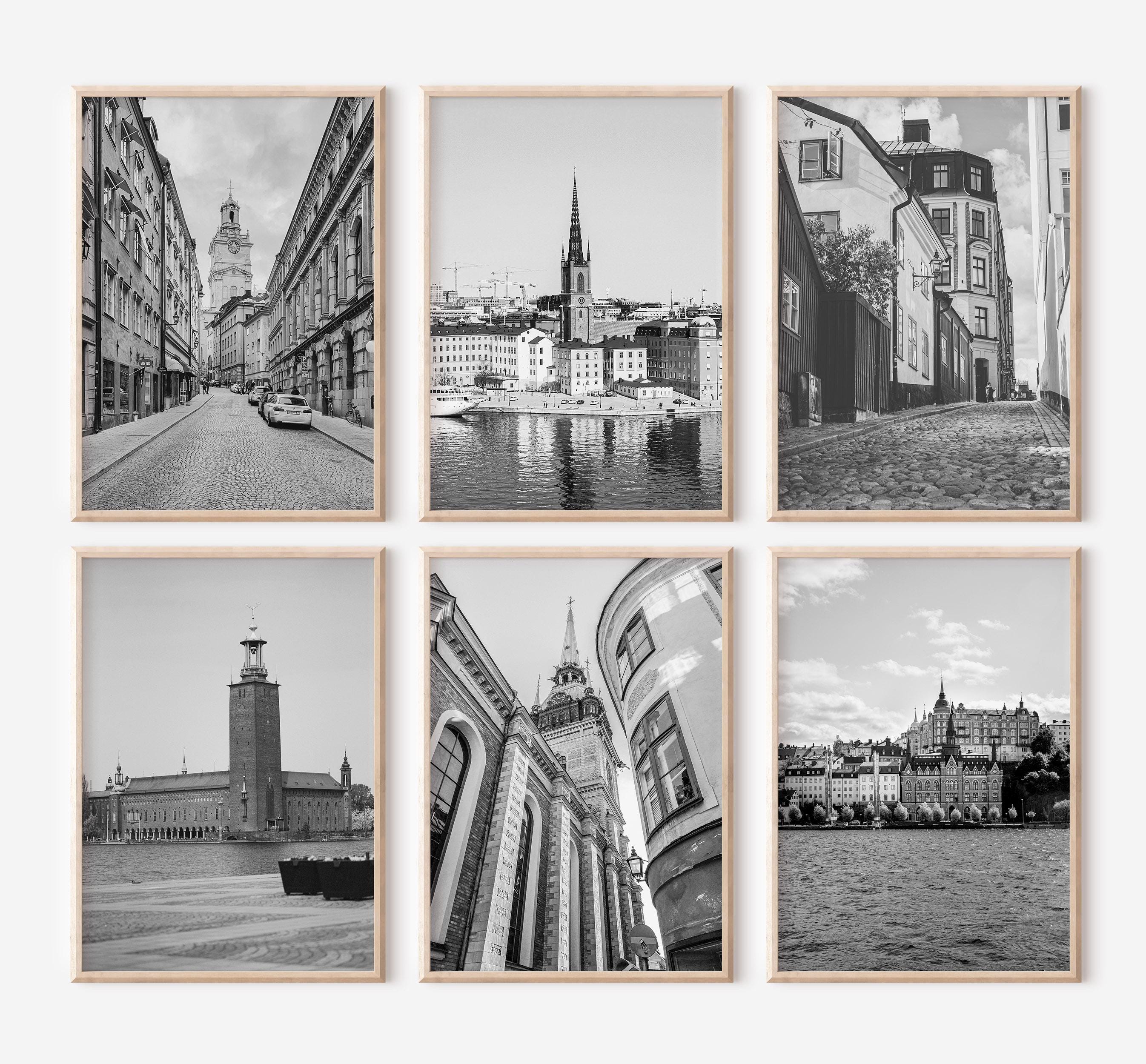 Stockholm Sweden Prints Set of 6 | Black and White Photos Posters
