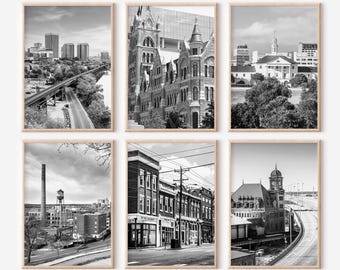 Richmond Virginia Prints Set of 6 | Black and White Photos Posters | Travel Photography Wall Art Gallery