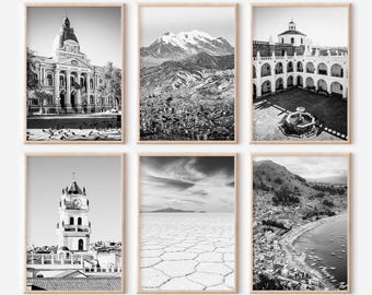 Bolivia Prints Set of 6 | Black and White Photos Posters | Travel Photography Wall Art Gallery