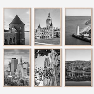 Connecticut Prints Set of 6 | Black and White Photos Posters | Travel Photography Wall Art Gallery