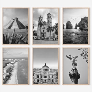 Mexico Prints Set of 6 | Black And White Photos Posters | Travel Photography Wall Art Gallery