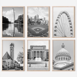 St. Louis Missouri Prints Set of 6 | Black And White Photos Posters | Travel Photography Wall Art Gallery
