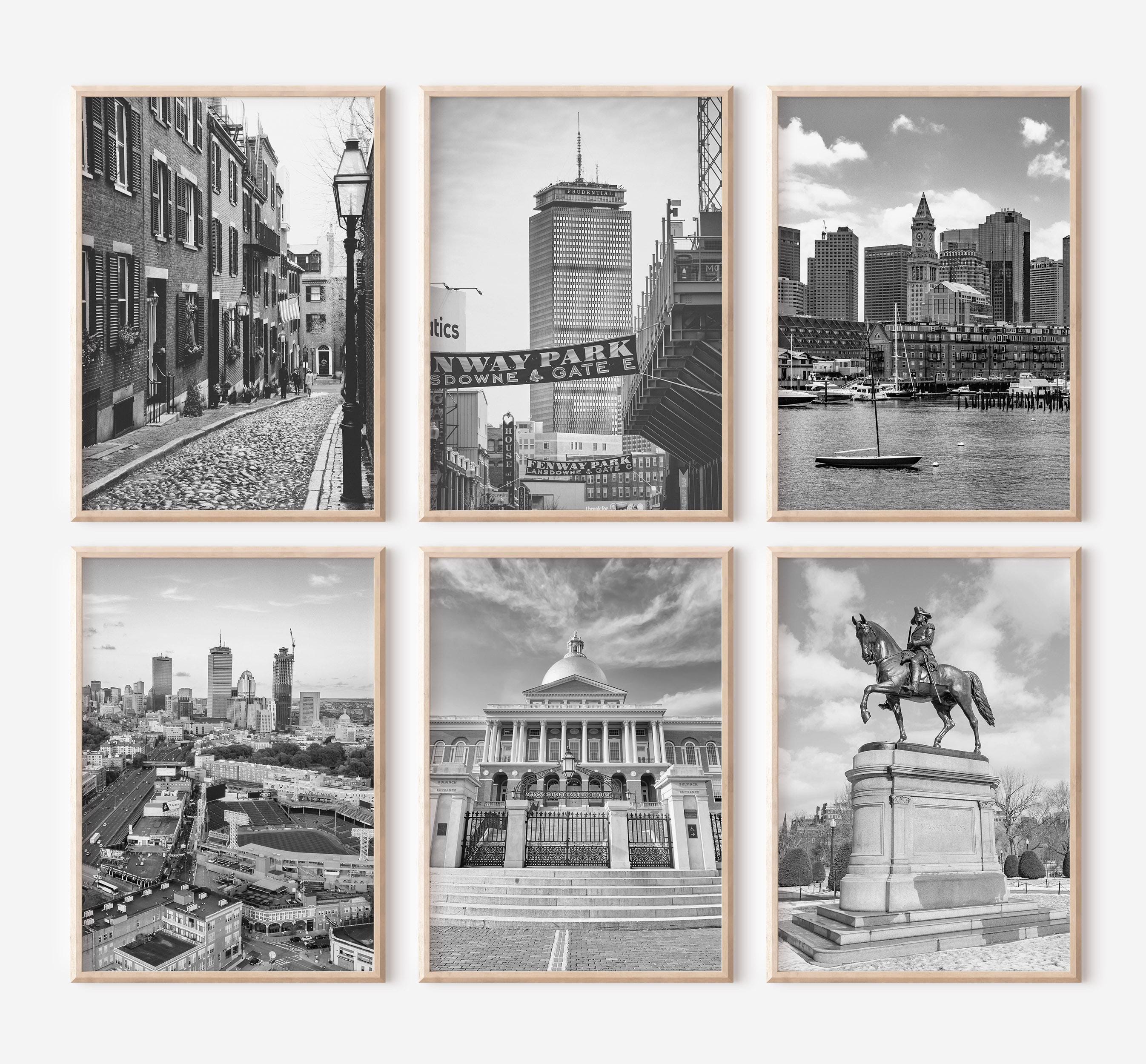 Boston Massachusetts Prints Set of 6 | Black and White Photos Posters | Travel Photography Wall Art Gallery