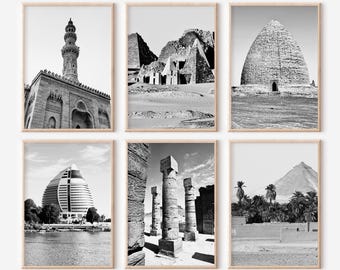 Sudan Prints Set of 6 | Black and White Photos Posters | Travel Photography Wall Art Gallery