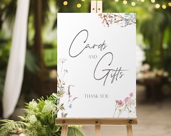 Wildflower Cards and Gifts Table Sign for Bridal Shower, Baby Shower, Wedding, Birthday - Digital Download OR Physical Print on Poster Paper