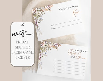 Wildflower Bridal Shower Games, 3x5 Card Tickets (Digital Download)