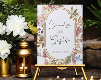 Wildflower Cards and Gifts Sign for Flower Baby Shower or Bridal Shower Elegant Floral Theme Digital Download OR Physical Poster Print