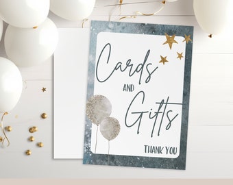 We Are Over the Moon Baby Shower Cards and Gifts Table Sign Celestial Moon & Stars Theme, Digital Download OR Physical Print on Poster Paper
