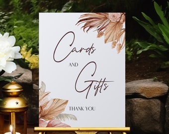 Boho Cards and Gifts Table Sign for Bridal Shower, Baby Shower - Digital Download, Physical Print Poster, Floral Event Table Display Signage