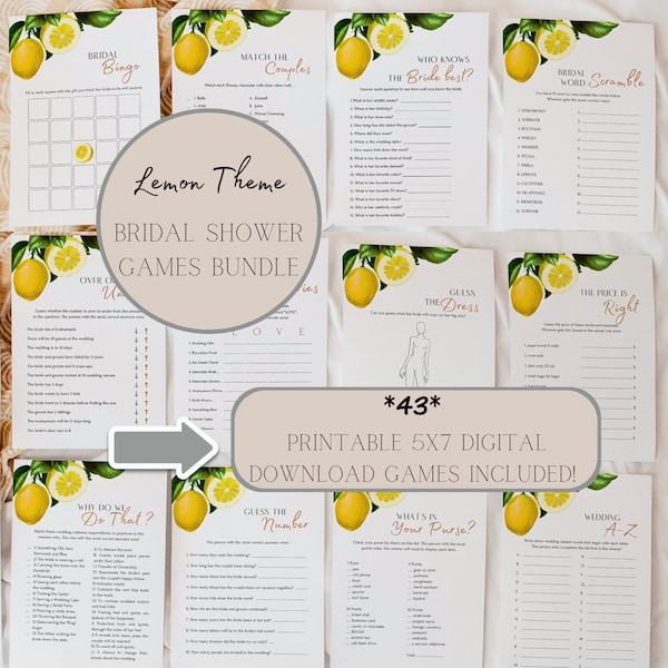 Lemon Bridal Shower Games She Found Her Main Squeeze Game Bundle for Bridal Shower Instant Download Fun Bridal Shower Games Amalfi Coast