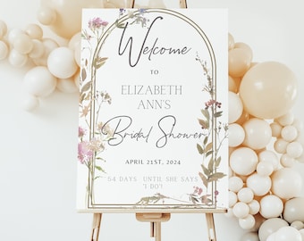 Wildflower Bridal Shower Welcome Sign Wildflower Bridal Shower Theme Custom Welcome Sign, Poster, Foam Board, Canvas, or Digital Download