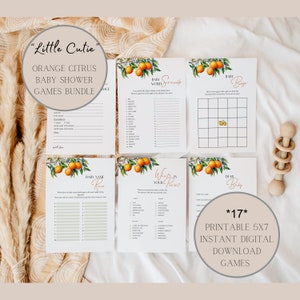 A Little Cutie Is On The Way Baby Shower Games Orange Citrus Clementine Game Bundle Instant Download Printable Baby Shower Games