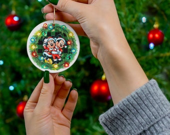 Disney Mickey and Minnie Christmas Ornaments, Disney Tree Ornaments, Disney Holiday Ornaments Ceramic Ornament.