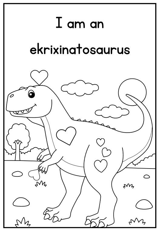 Dinosaur With Hearts Coloring Pages Valentine - Etsy