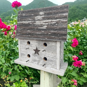 Rustic Wooden Birdhouse, Handmade Birdhouse, Hanging Birdhouse, Post Birdhouse, Farmhouse Decor, Primitive Decorative Outdoor Birdhouse