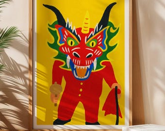 Venezuela Wall Art - Printable Poster for Home Decor, Venezuelan Gift, Digital Download JPG, Pop Art Style - Diablos de Yare