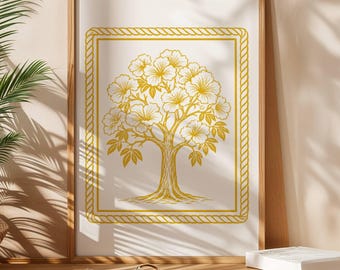 Araguaney Venezuela Wall Art, Venezuelan National Flower Poster, Yellow Flower Tree Print, Venezuela Gift, Printable Digital Art