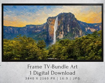 Frame TV Art Angel Falls Venezuela | Oil Painting Digital Download | Waterfall Wall Art Printable