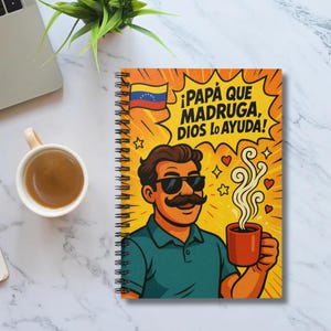 Carnet à spirales pour les amateurs de café – Idéal pour les papas vénézuéliens : cadeaux, journaux, prise de notes, fête des pères, anniversaire – Papa vénézuélien