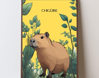 Chigüire, Venezuela Wall Art - Printable Poster for Home Decor, Venezuelan Gift, Digital Download JPG, Capibara