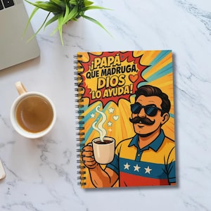 Carnet à spirales coloré pour les amateurs de café - Parfait pour les papas vénézuéliens, cadeaux, journaux, prise de notes, fête des pères, anniversaire - Papa vénézuélien
