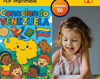 Libro para colorear de Venezuela +1 Poster Regalo | Actividades infantiles educativas | Cuaderno cultural para niños 26 hojas PDF Imprimible