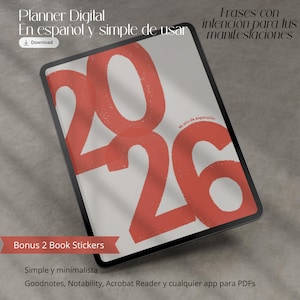 Planner Digital 2026 más Libro de Stickers | Agenda Minimalista para Goodnotes | Planner en Español | Digital Planner
