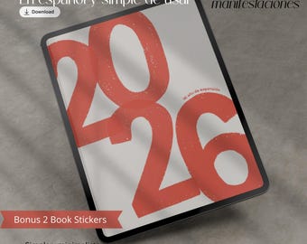 Planner Digital 2026 más Libro de Stickers | Agenda Minimalista para Goodnotes | Planner en Español | Digital Planner